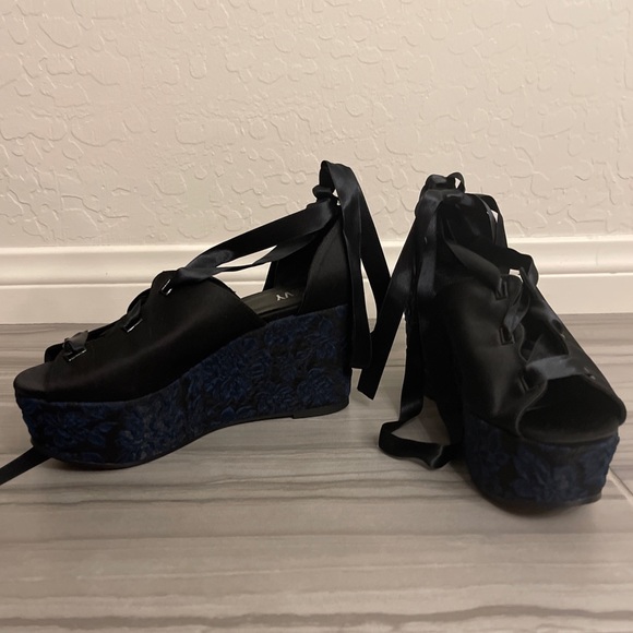 Renvy Satin Lace Up Platforms - Picture 5 of 10